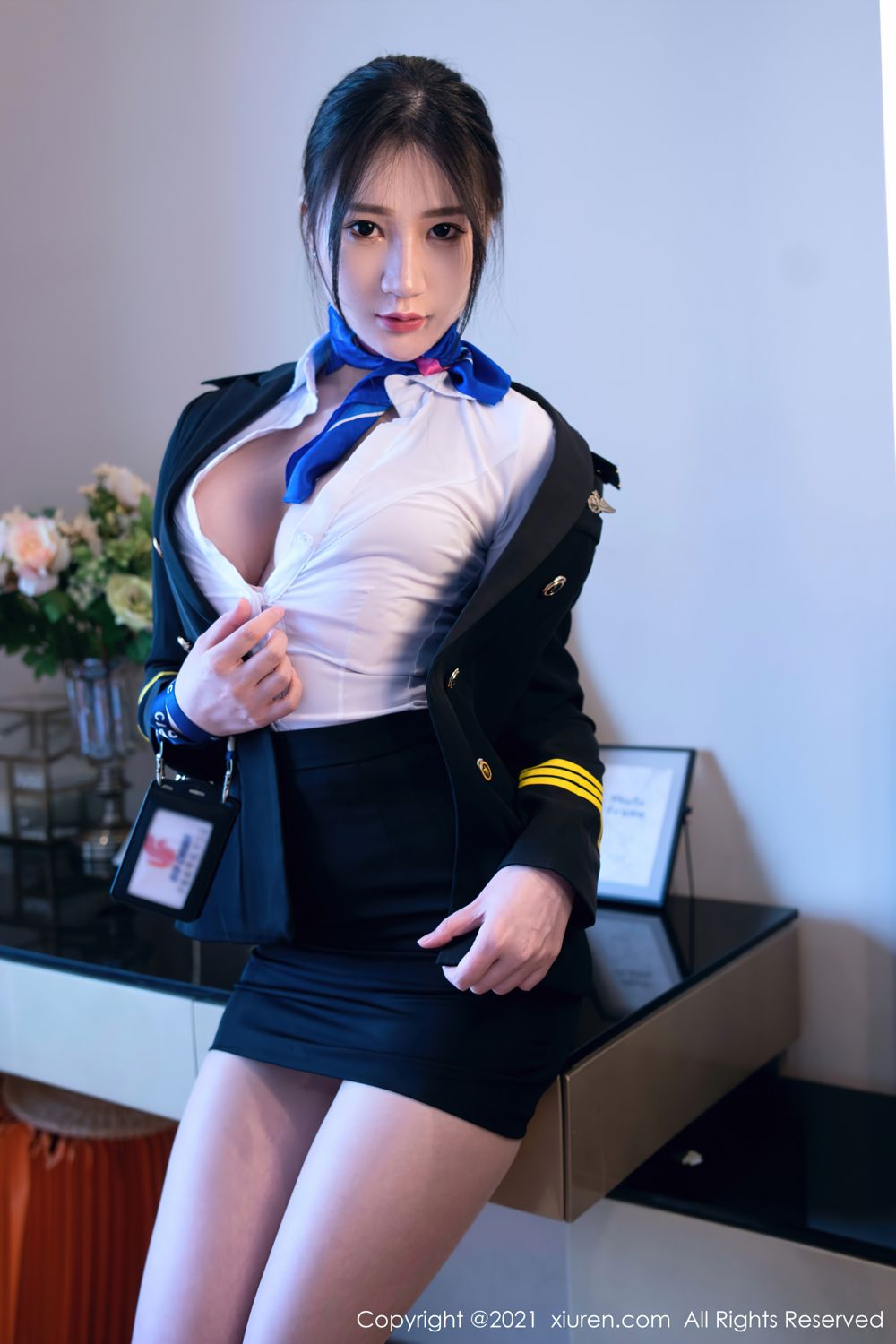 空乘小姐姐顾乔楠 制服机长长发飘逸  第21张