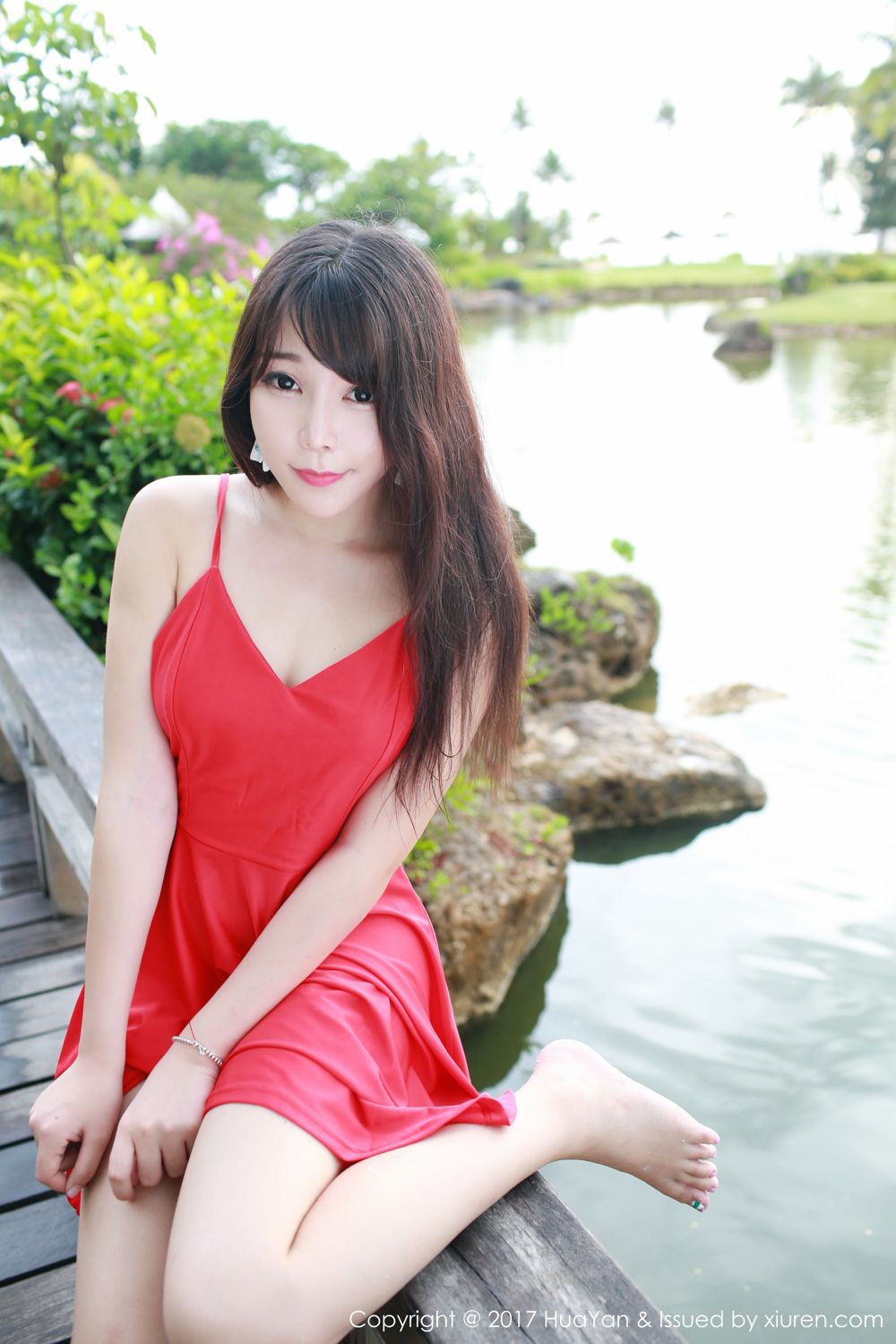 小清新芝芝Booty 雨中的红色连衣裙  第41张