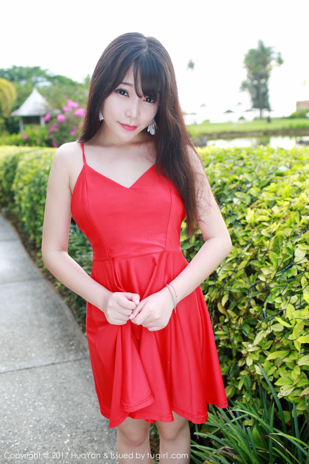小清新芝芝Booty 雨中的红色连衣裙  第32张